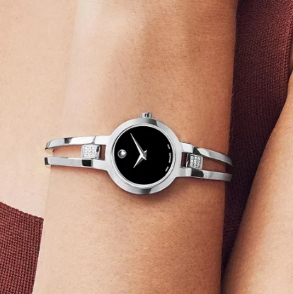 MOVADO Amorosa Silver & Black with diamond accent - Picture 11 of 14